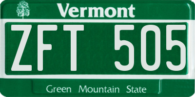 VT license plate ZFT505