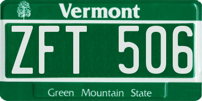 VT license plate ZFT506