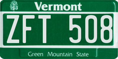 VT license plate ZFT508