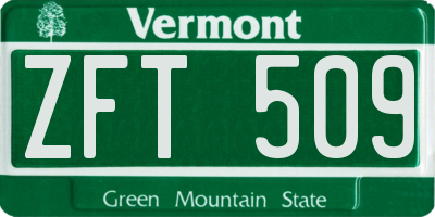 VT license plate ZFT509