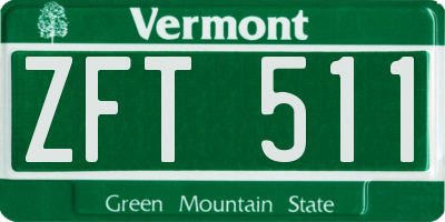 VT license plate ZFT511