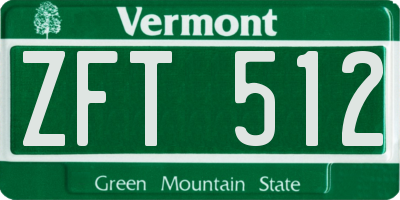 VT license plate ZFT512