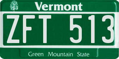 VT license plate ZFT513