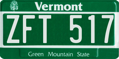 VT license plate ZFT517