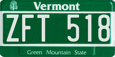VT license plate ZFT518