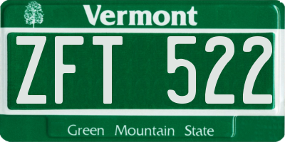 VT license plate ZFT522