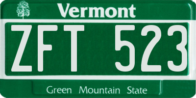 VT license plate ZFT523