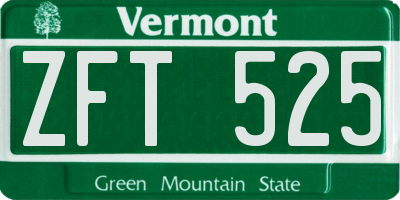 VT license plate ZFT525