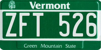 VT license plate ZFT526