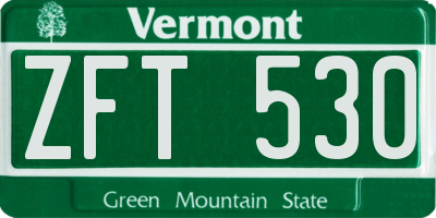 VT license plate ZFT530