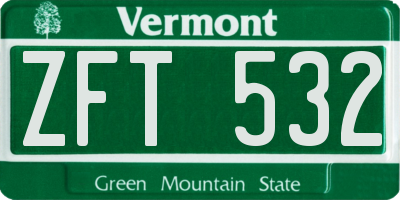 VT license plate ZFT532