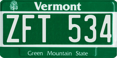 VT license plate ZFT534