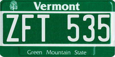 VT license plate ZFT535