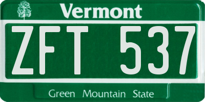 VT license plate ZFT537