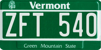 VT license plate ZFT540