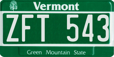 VT license plate ZFT543