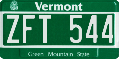 VT license plate ZFT544