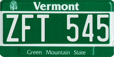 VT license plate ZFT545