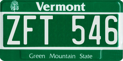 VT license plate ZFT546