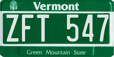 VT license plate ZFT547