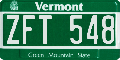 VT license plate ZFT548