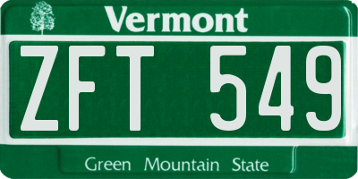 VT license plate ZFT549