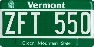 VT license plate ZFT550