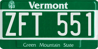 VT license plate ZFT551