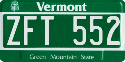 VT license plate ZFT552