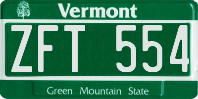 VT license plate ZFT554