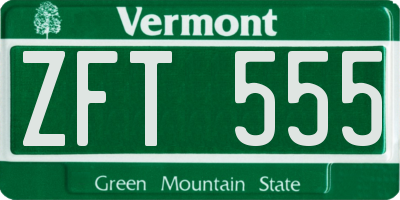 VT license plate ZFT555