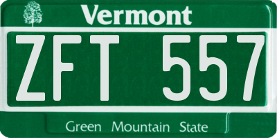 VT license plate ZFT557