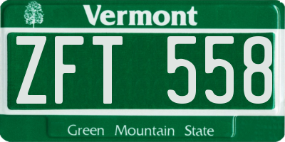 VT license plate ZFT558