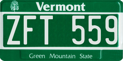 VT license plate ZFT559