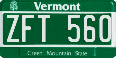 VT license plate ZFT560