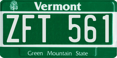 VT license plate ZFT561
