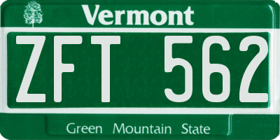 VT license plate ZFT562