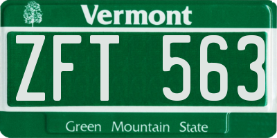 VT license plate ZFT563