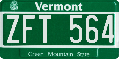 VT license plate ZFT564