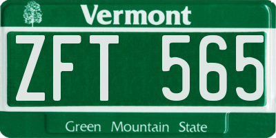 VT license plate ZFT565