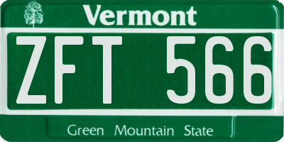 VT license plate ZFT566