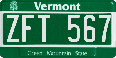 VT license plate ZFT567