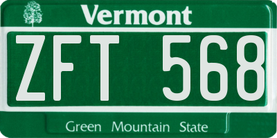 VT license plate ZFT568