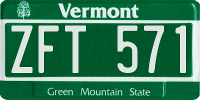 VT license plate ZFT571