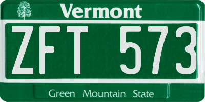 VT license plate ZFT573