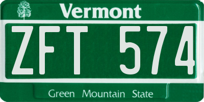 VT license plate ZFT574