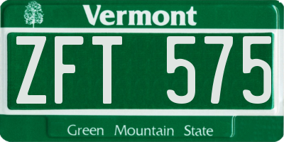VT license plate ZFT575