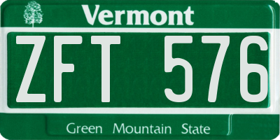 VT license plate ZFT576