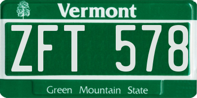 VT license plate ZFT578