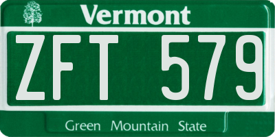 VT license plate ZFT579